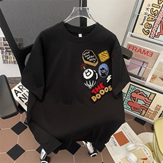 T恤220克纯棉绣花短袖美式高街宽松体恤衫XZ212-1-QXT3056-P39，男装T恤，星座212-1