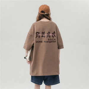 中性风 23新款夏季时尚百搭宽松字母印花纯棉短袖T恤T1175P25控38图片
