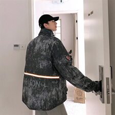 冬季加厚迷彩保暖立领羽绒服常规男士外套宽松工装潮流0963/，男装羽绒服，星座1506-1