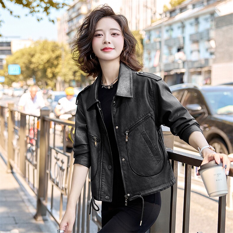 海宁真皮绵羊皮夹克2025年新款宽松复古短款小个子妈妈皮衣女外套,女装皮衣,臻衣坊