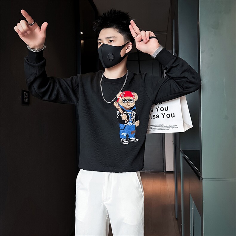 轻奢小熊卫衣男高级感潮流社会小伙店主风无帽外套301C-WY36-P58，女装短外套，星座301C（原B323）