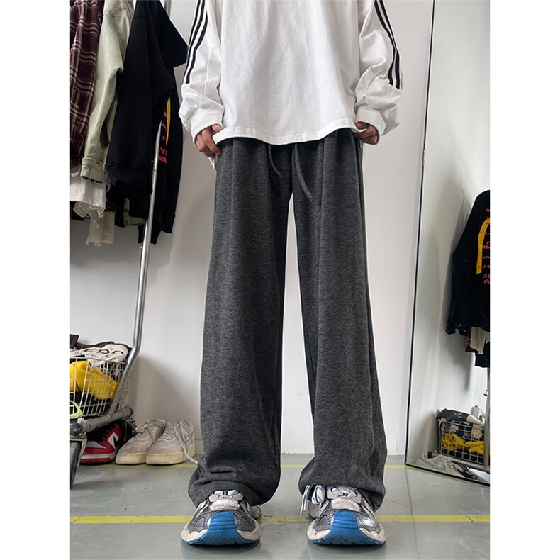 03宽松直筒糯米裤坠感灰色阔腿裤针织运动长裤XZ211-1-K2355-P60,女装休闲裤,星座211-1