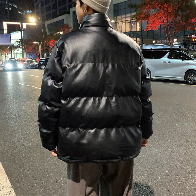 美式PU皮棉衣男款秋季高街痞帅加厚保暖外套潮牌hiphop立领面包服,男装棉衣,星座410-6（原星座1304-1）
