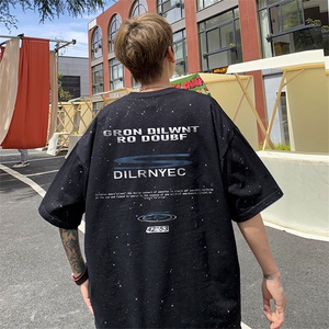 量大优供抖音视频 支持得物配合二开美式满天星亮片短袖T恤MTX529图片
