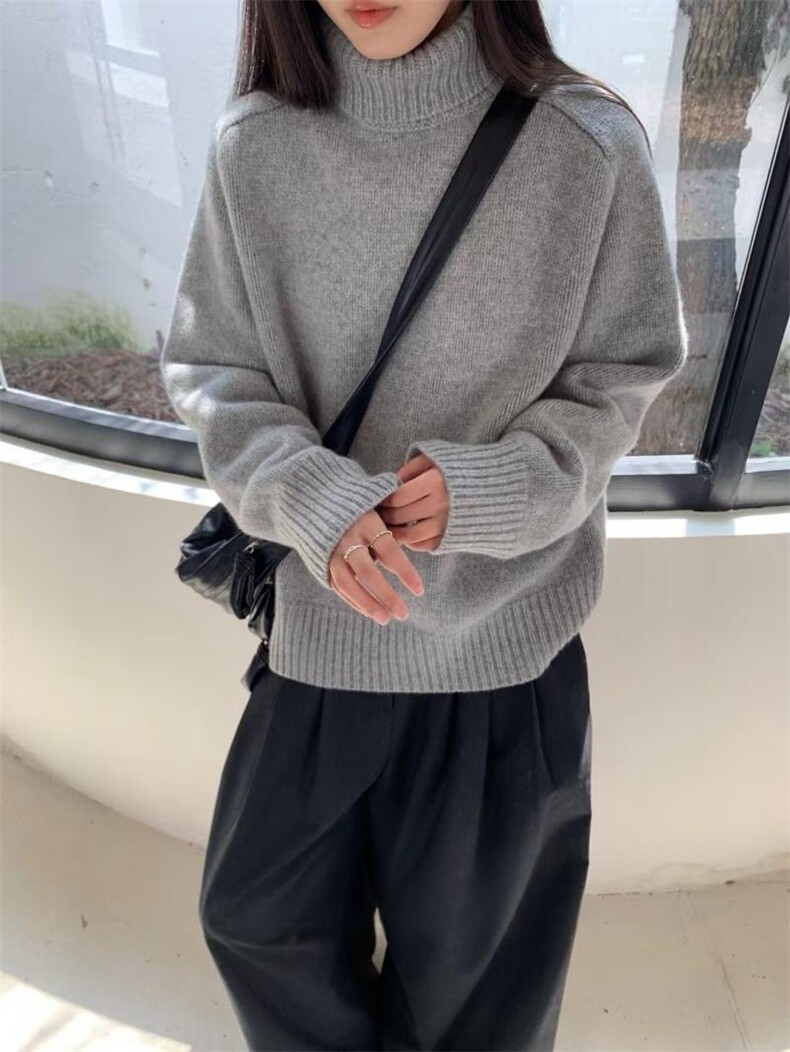常规款通勤套头高领纯色经典女士气质毛衣高级,针织衫/毛衣,圣旺供货