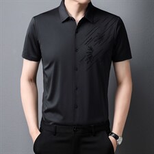 短袖衬衫夏季薄款中年宽松大码商务男装免烫衬衫休闲半袖衬衣，男装衬衫，电商B212（原钱塘6029）