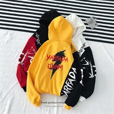 703-W193秋冬加绒卫衣拼色印花套头卫衣，男装卫衣，星座703
