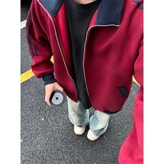 抖音得物高品质美式高街重磅结构设计拼接织带立领卫衣外套CM42，男装卫衣，电商A486