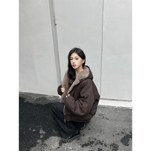 两面穿现货重磅短款座山雕棉衣男女双面穿毛毛绒棉服加厚外套图片