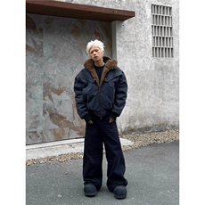 美式座山雕短款连帽棉服男2025秋冬新款宽松加厚夹克外套，男装夹克，星座506A