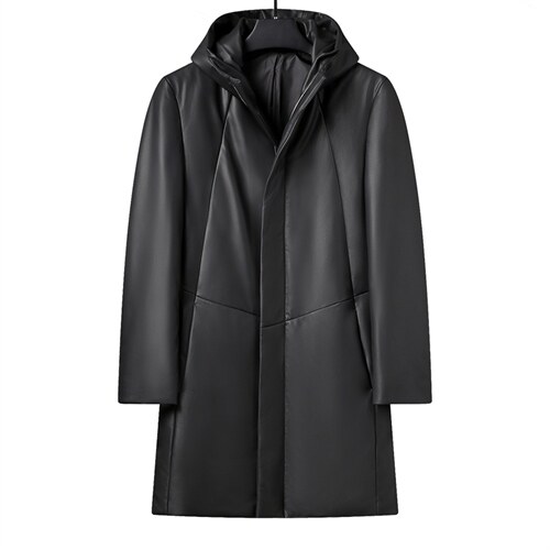 冬装绵羊皮皮羽绒服连帽厚款中年休闲男装白鸭绒外套HPN6803-P630图片