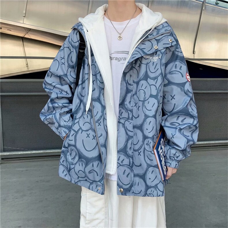 潮假两件外套春秋ins韩版潮流宽松潮牌情侣高街夹克W1171-P65,男装夹克,星座512-2