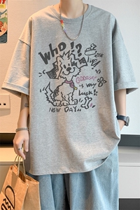 已注册/夏季新款内景复古宽松短袖T恤男潮落肩打底衫DT00577/P25图片