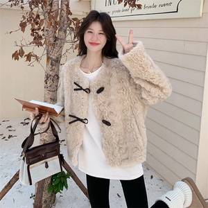 小个子高级感棉服2025秋冬季圆领毛茸茸皮毛一体加厚短款外套女图片