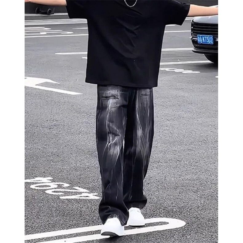 渐变牛仔裤男复古美式裤子痞帅水洗做旧直筒微喇裤NWY38,男装牛仔裤,星座1116A（原606A-3）