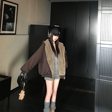 两面穿现货重磅短款座山雕棉衣男女双面穿毛毛绒棉服加厚外套，男装棉衣，电商A486