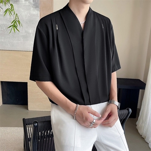 轻熟风~夏季新款薄款冰丝垂感中袖衬衫 C320/P65图片