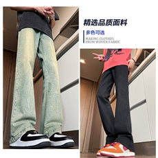 低角度弹力高品质牛仔长裤子男美式水洗基础净版修身微喇牛仔裤G，男装牛仔裤，星座910