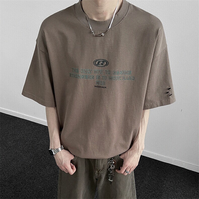 字母印花小领口短袖T恤男宽松2026夏季新款半袖潮,男装T恤,星座914