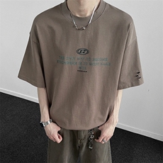字母印花小领口短袖T恤男宽松2026夏季新款半袖潮，男装T恤，星座914