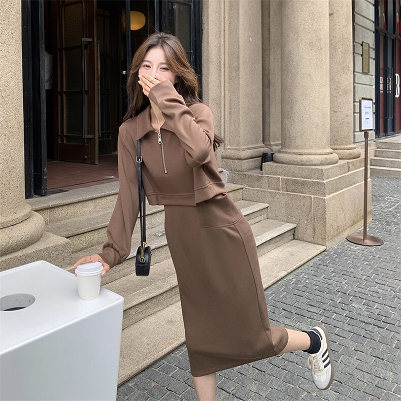 【现货】假两件气质显瘦收腰连衣裙P115K168,女装连衣裙,2C316