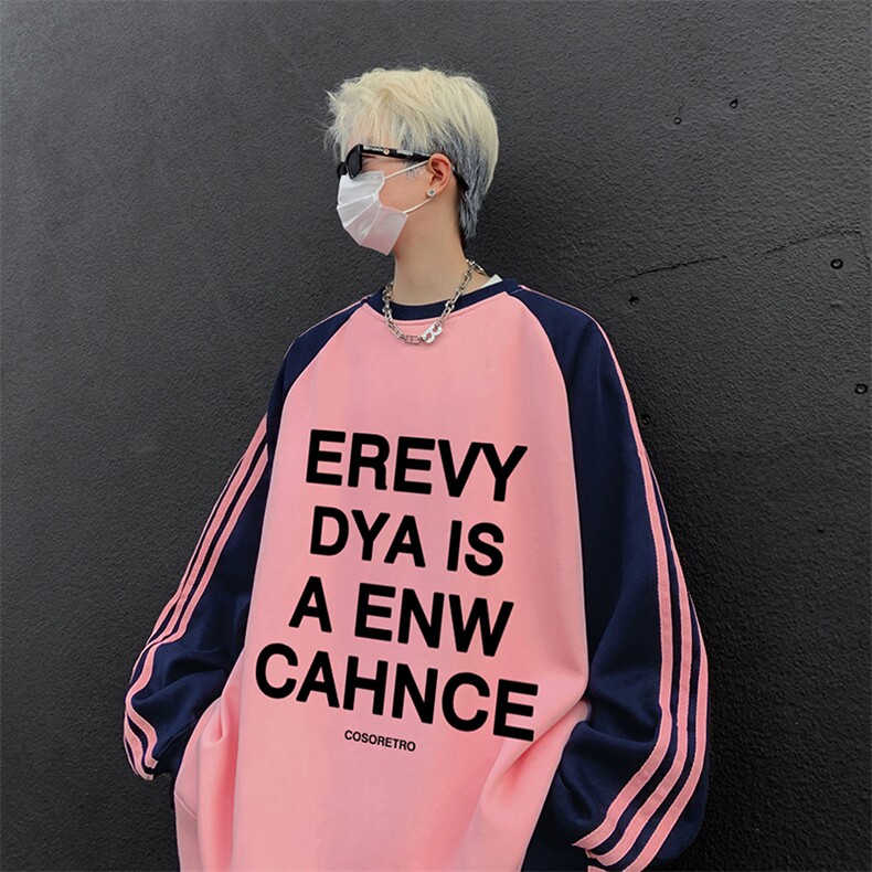 抖音得物供货提供视频秋冬重磅美式宽松织带圆领卫衣0737,男装卫衣,电商A486