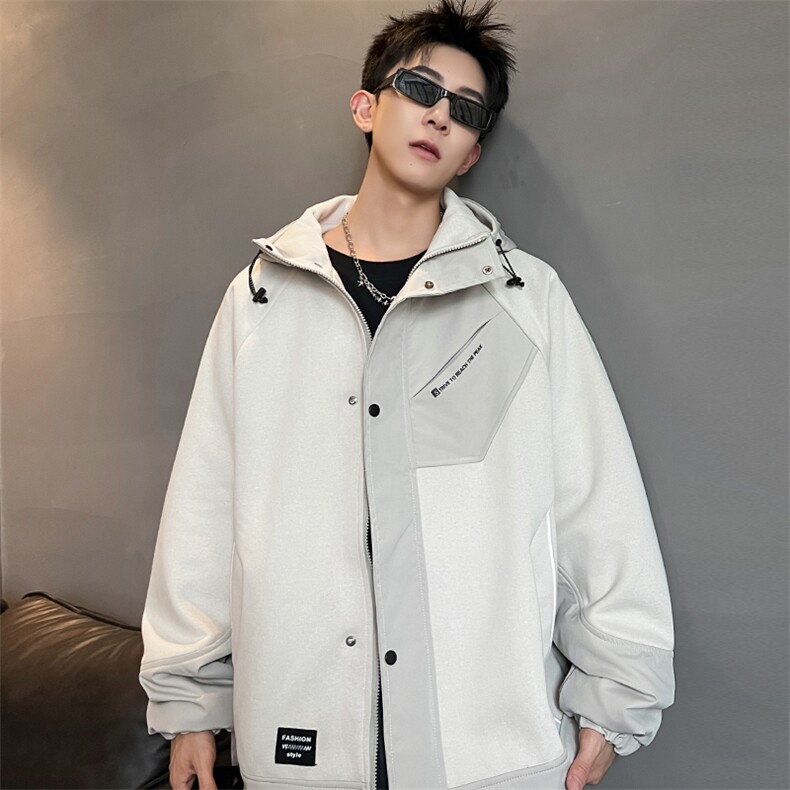 L到8XL2025秋季新款连帽重磅拼接夹克外套男加肥加大码胖子胖人,男装夹克,钱塘717(原712)