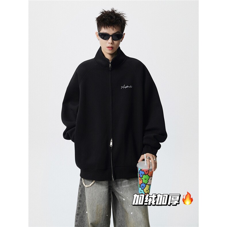 加绒常规P70加绒P80美式潮复古百搭休闲重磅拉链开衫卫衣,男装卫衣,电商D205