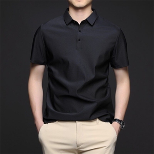 夏季高档男士POLO衫时尚新款翻领冰丝短袖T恤商务休闲男装衬衣图片