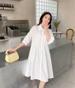 夏季休闲衬衫裙，女装衬衫，吉之红