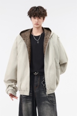 美式复古连帽拼接蛇皮内力夹克痞帅百搭休闲外套J56017TP95，男装夹克，电商A247