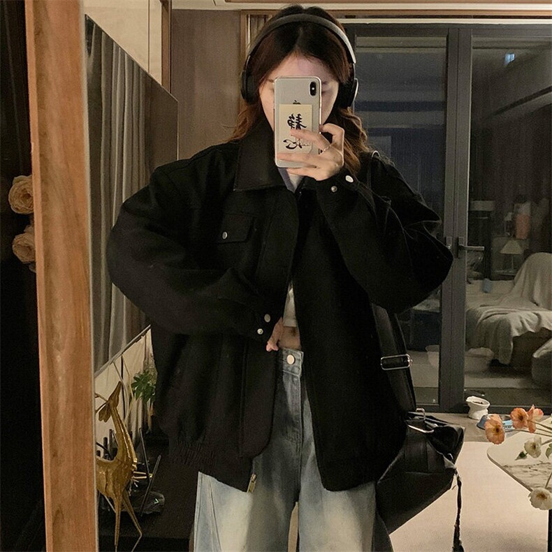 A472-P118巴恩风翻领麂皮绒外套春季新款美式工装宽松夹克上衣，男装夹克，星座911