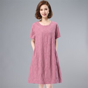 纯棉连衣裙女2024年夏季新款宽松大码遮肚子显瘦气质中年妈妈裙子，女装连衣裙，鑫鑫格