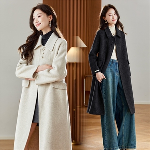 韩系小方领斜挎包 长款70毛双面羊毛大衣,羊绒大衣,衣佳和