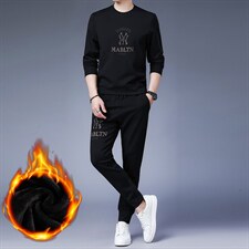 BJ90803冬季2023年新款男士长袖长裤修身休闲加绒卫衣套装P173，男装休闲套装，电商B360