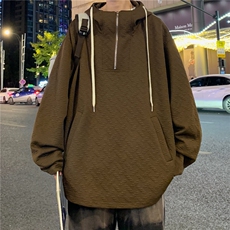 W9002/P60春装新款现货中性风连帽提花卫衣男长袖宽松大码外套，男装卫衣，电商A141