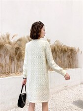 秋冬韩版针织蕾丝连衣裙，女装连衣裙，荷塘月色