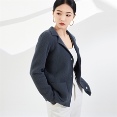 2024秋季新款长袖羊毛西服复古时尚，女装羊毛衫，彩羽羊绒