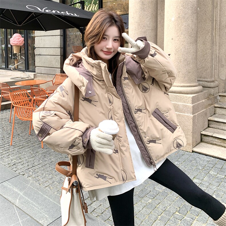：2026年冬装新款设计感撞色印花羽绒服2C135-6857P295K428,女装羽绒服,2C135
