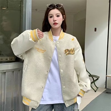 棒球服外套女2025春季新款前后刺绣拼接美式宽松休闲春秋夹克，男装夹克，星座1210-1