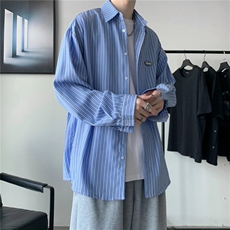 长袖衬衫男士夏秋季宽松港风条纹ins衬衣百搭防晒外套C200/P32，男装防晒衣，星座506