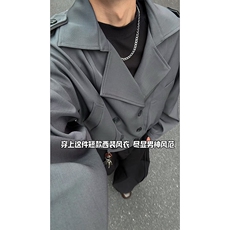 经典短款休闲精致上衣外套日系文艺双排扣复古短款外套HY802P80，男装风衣，电商A102B