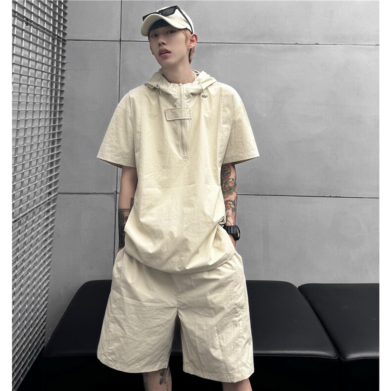 潮牌休闲运动套装男夏高级感冰丝速干防晒衣短裤两件套TZ13-P75,男装牛仔裤,电商C307