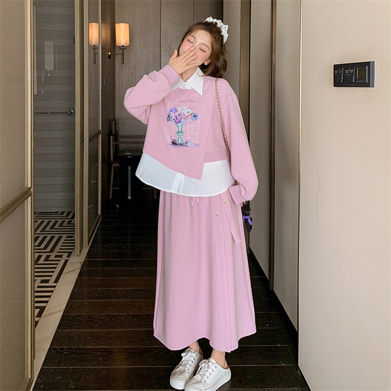 现货！春季新款印花设计感卫衣套装8698-P165-K238,女装套装/套裙,2B222