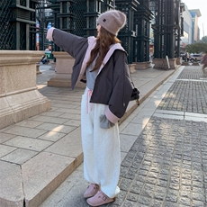撞色拼接连帽加厚休闲羽绒棉服女冬季2025新款超好看漂亮棉衣棉袄，女装短外套，2C317