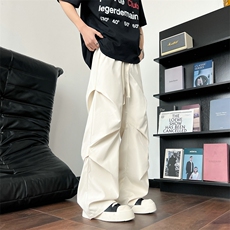 26新款美式小众褶皱伞兵裤宽松休闲山本裤微喇裤504-K235-特P34，男装休闲裤，星座504