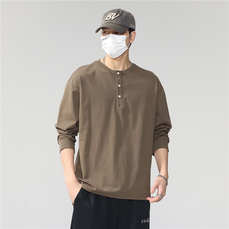 2025春秋季男长袖体恤潮流半开衫圆领T恤衫束口百搭休闲8086-P39,男装T恤,电商D215