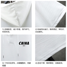 LD54248-P45连帽短袖t恤男大码胖子带帽五分袖中袖展架，男装T恤，电商A040A