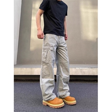 美式微喇叭牛仔裤男女复古cleanfit水洗棉工装裤子K90066-P60网图，男装牛仔裤，电商B245