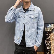 春秋季宽松破洞牛仔外套男潮流韩版夹克百搭港风ins衣服8151-P50，男装夹克，电商A318